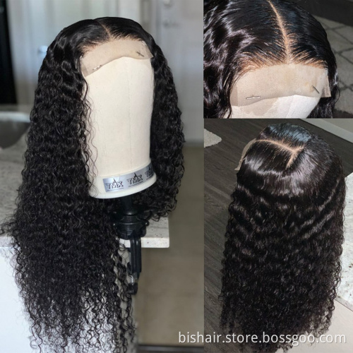 BIS Brazilian Curly Human Hair 4x4 Lace Frontal Wig For Black Women 150 Density Wigs With Transparent Lace Closure Wigs